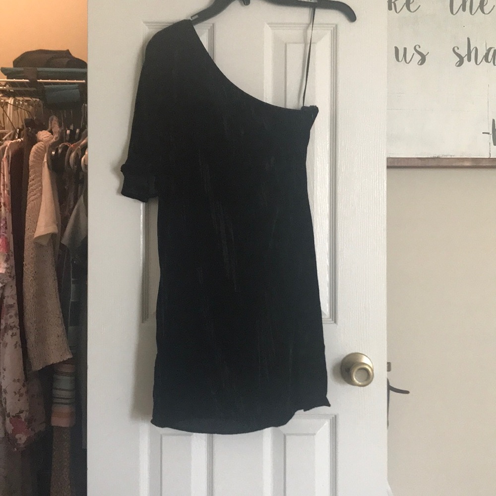 Velvet one shoulder dress